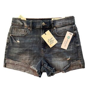 Cosmic Blue Love distressed denim shorts, new with tags, size 27